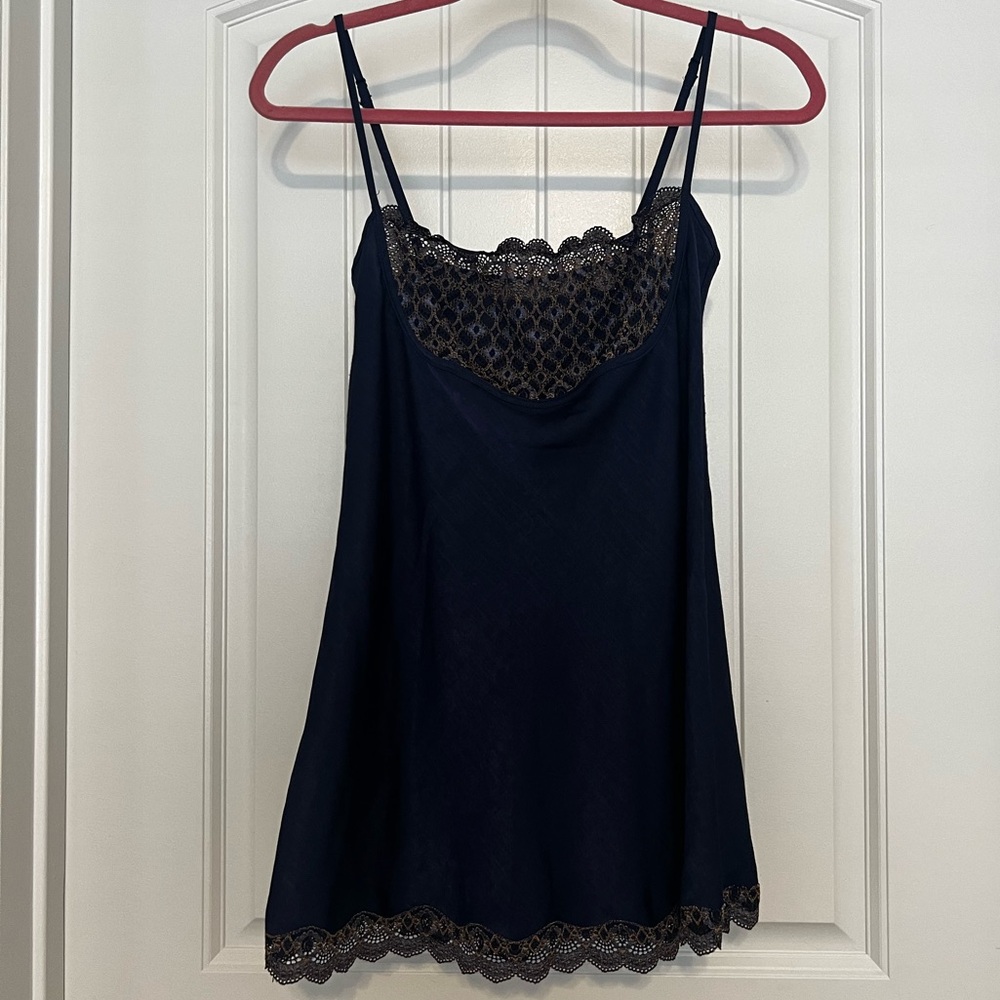 Vintage Navy Gold Lingerie Slip Victoria’s Secret size XS